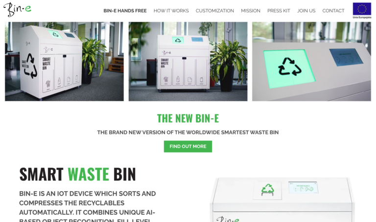 Bin-e • First AI-based smart waste bin reducing CO2 emissions