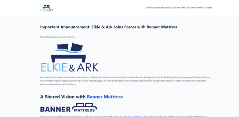 Elkie & Ark Partners with Banner Mattress for Enhanced Sleep Wellness and Sustainability