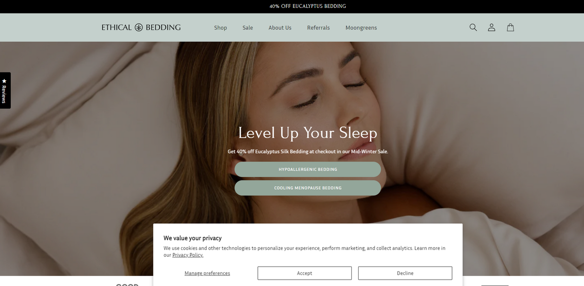 sustainable luxury bedding
