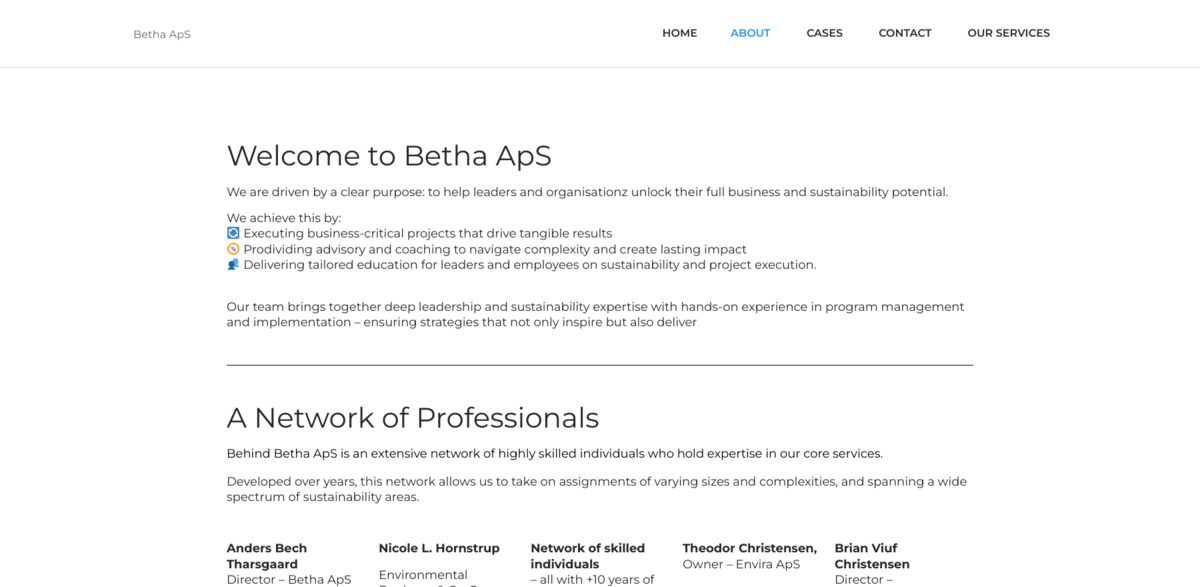 Betha APS sustainability consultancy