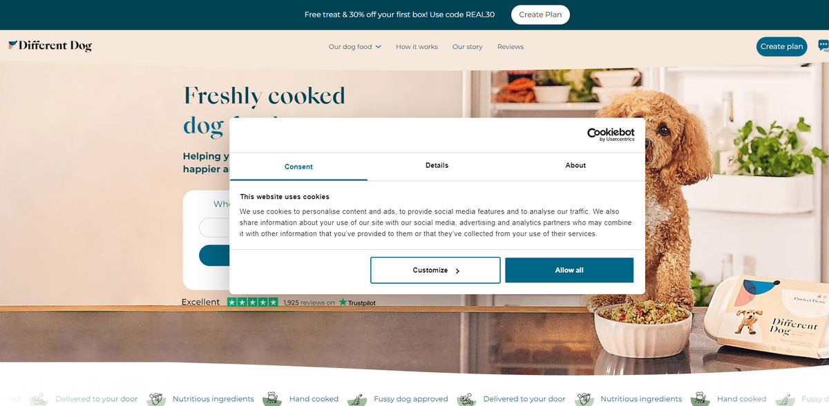 Different Dog pet food