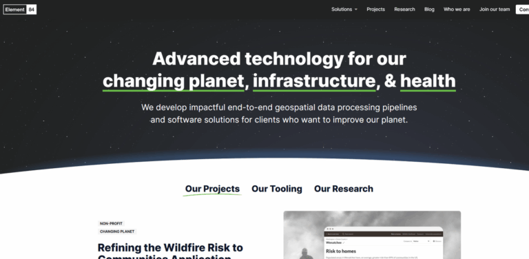 Element 84: Enhancing Geospatial Data Solutions for a Sustainable Future