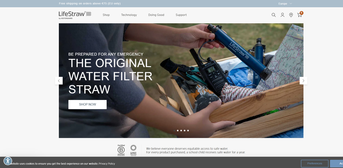 LifeStraw safe drinking water