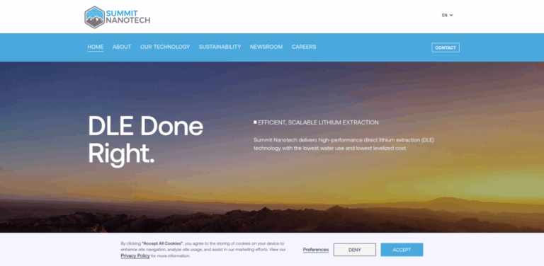 Summit Nanotech: Efficient Lithium Extraction for a Sustainable Future