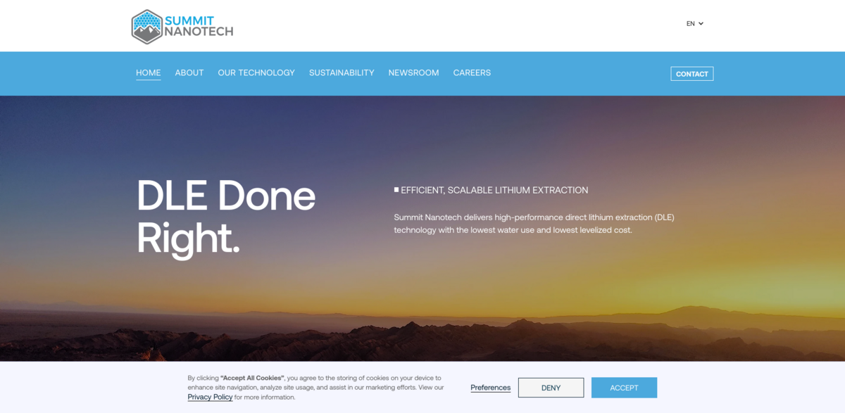 Summit Nanotech lithium extraction