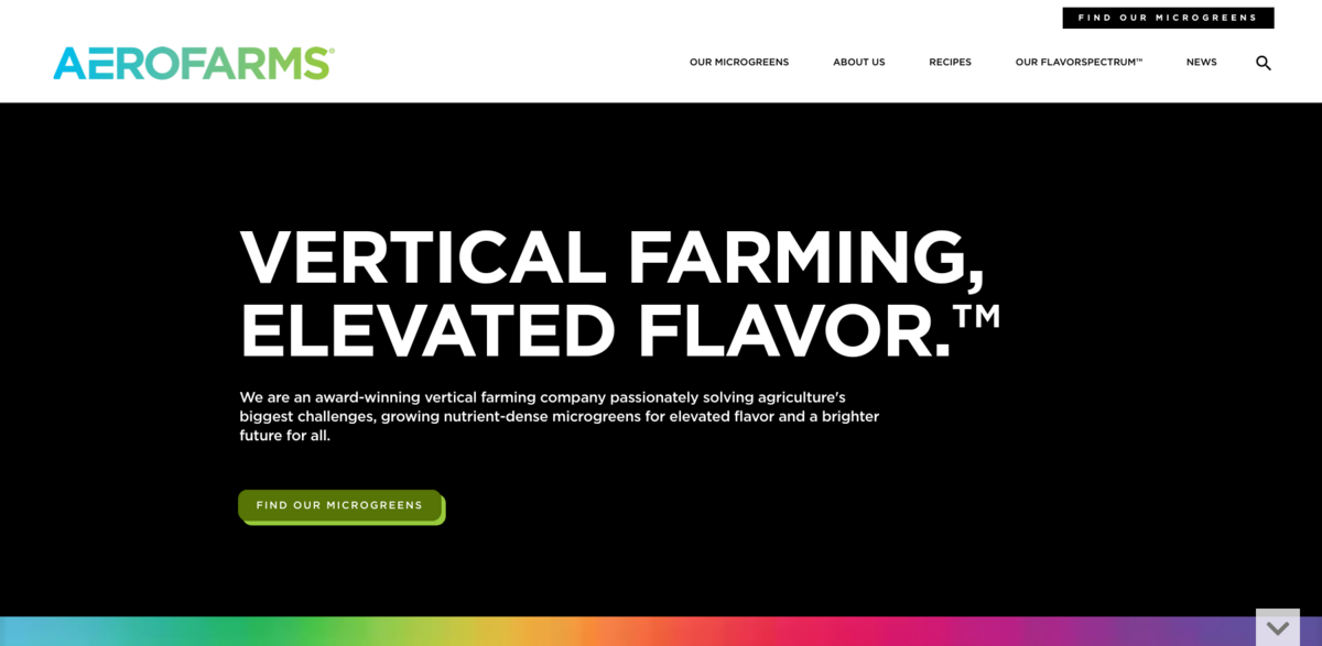 AeroFarms indoor vertical farming