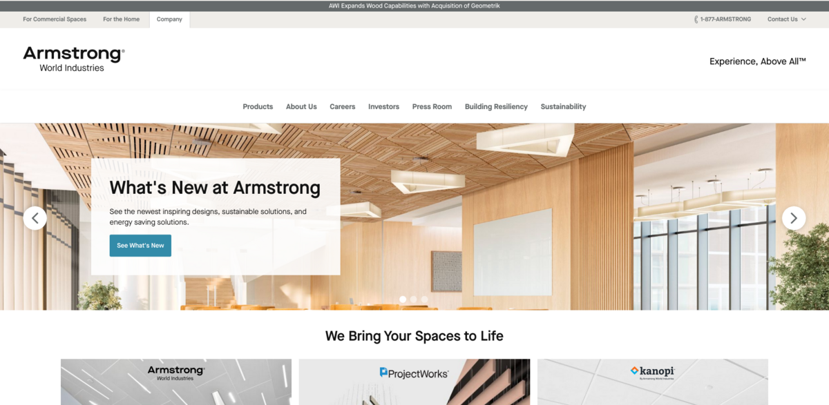 Armstrong World Industries wood manufacturing