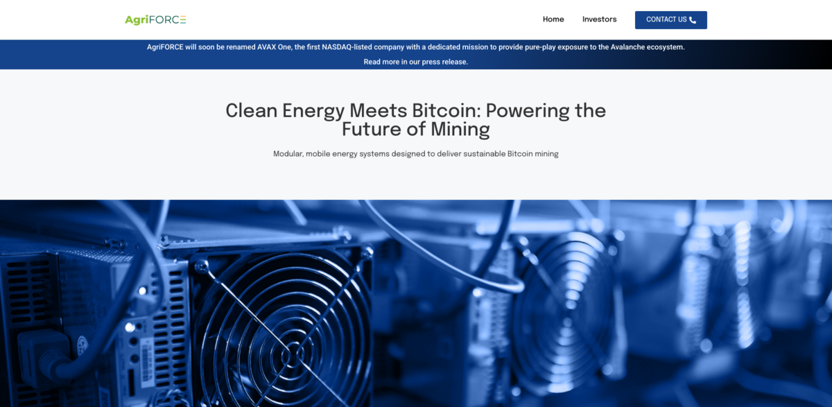 AVAX One Bitcoin mining clean energy