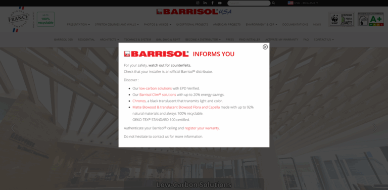 Barrisol®: Leading Provider of Sustainable Stretch Ceiling Solutions