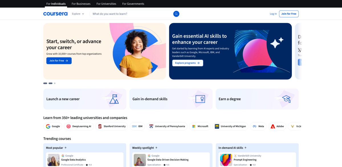 Coursera online learning