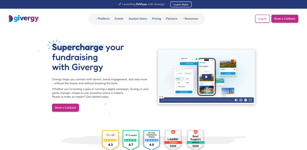 DAFpay fundraising platform
