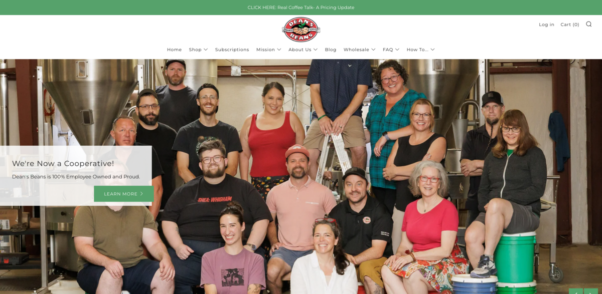 Dean's Beans coffee sustainability