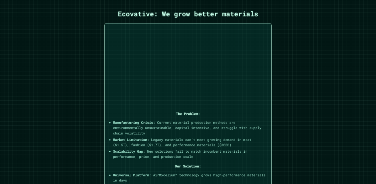Ecovative mycelium technology