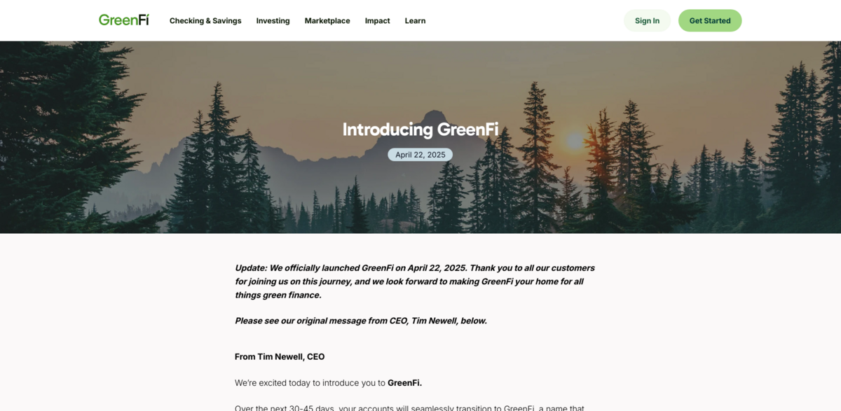 GreenFi sustainable banking