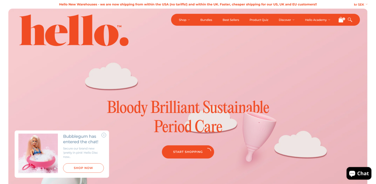 Hello Period sustainable menstrual products