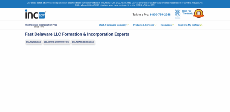 IncNow: Simplifying Delaware Business Formation Services