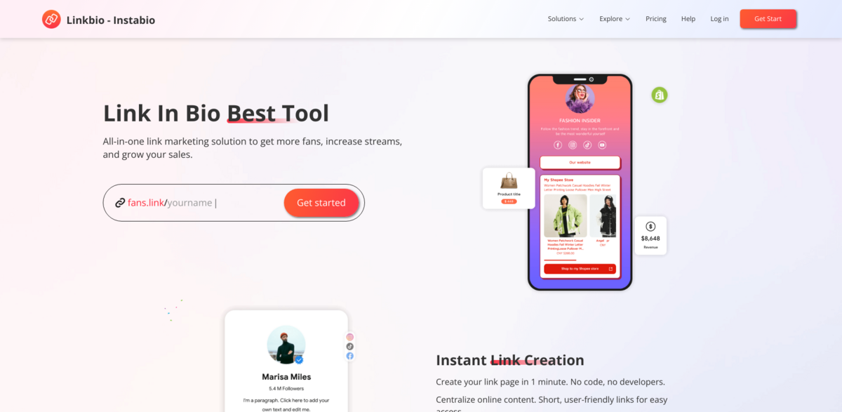 Instabio linking tool