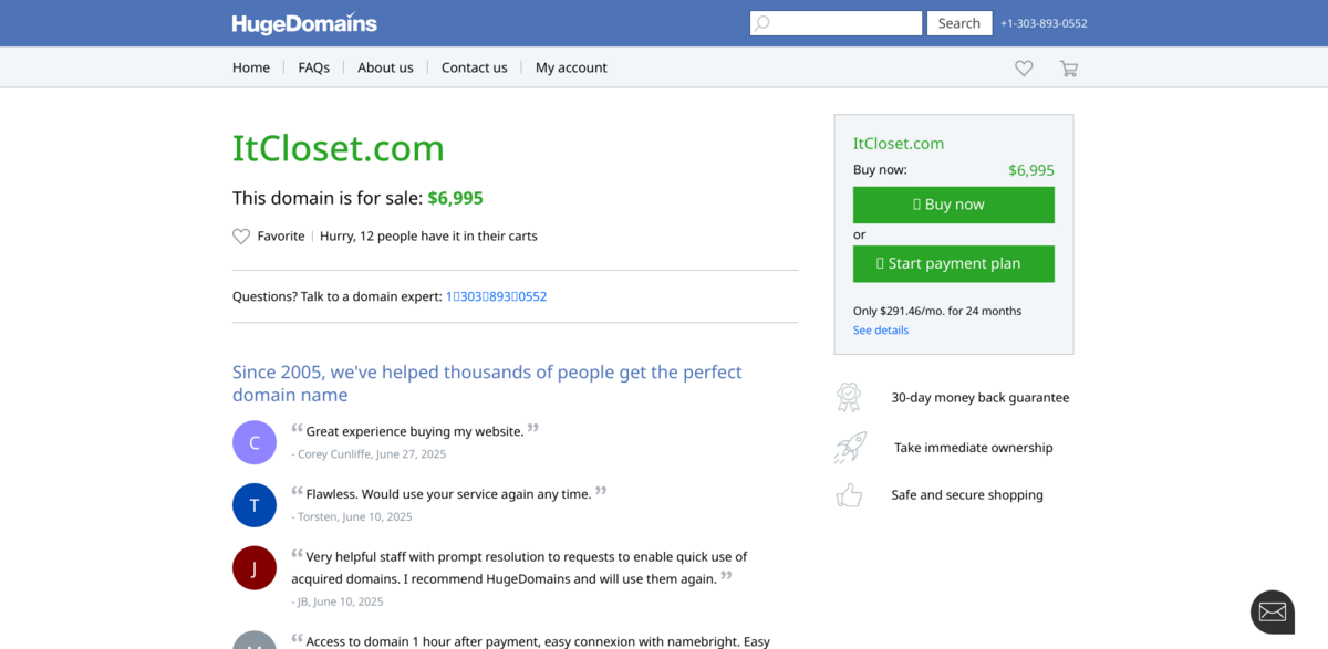 ItCloset.com domain purchase