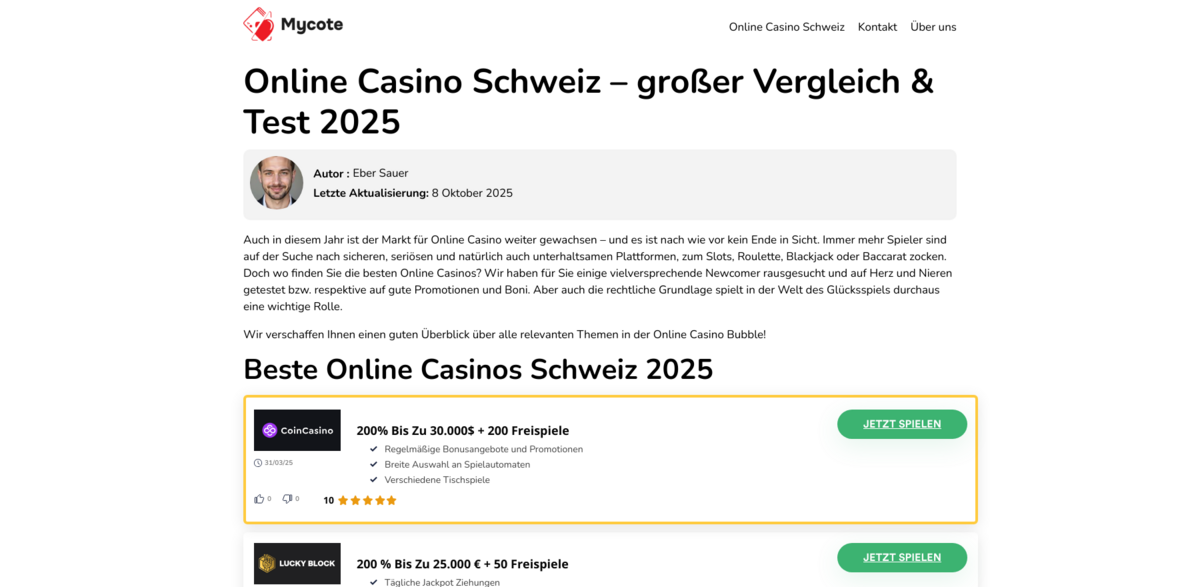 Online Casinos Switzerland