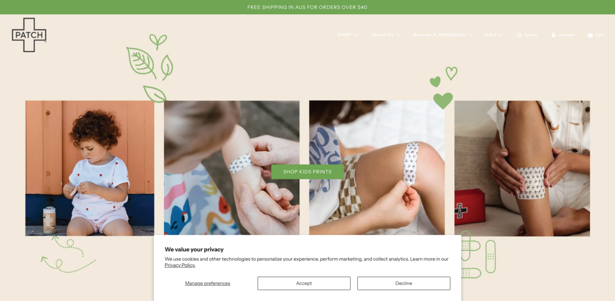 Patch bamboo bandages