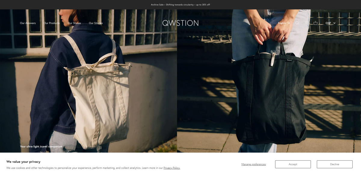 QWSTION sustainable bags