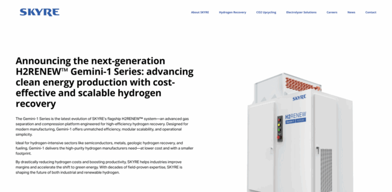 SKYRE: Innovating Clean Hydrogen Recovery and CO2 Conversion