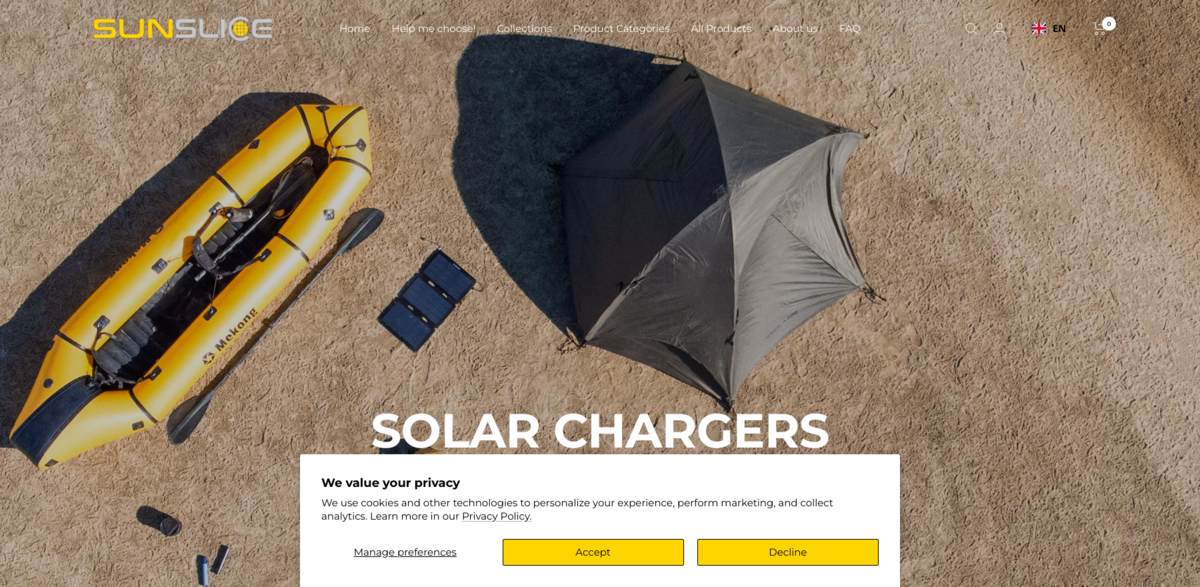 Sunslice solar chargers
