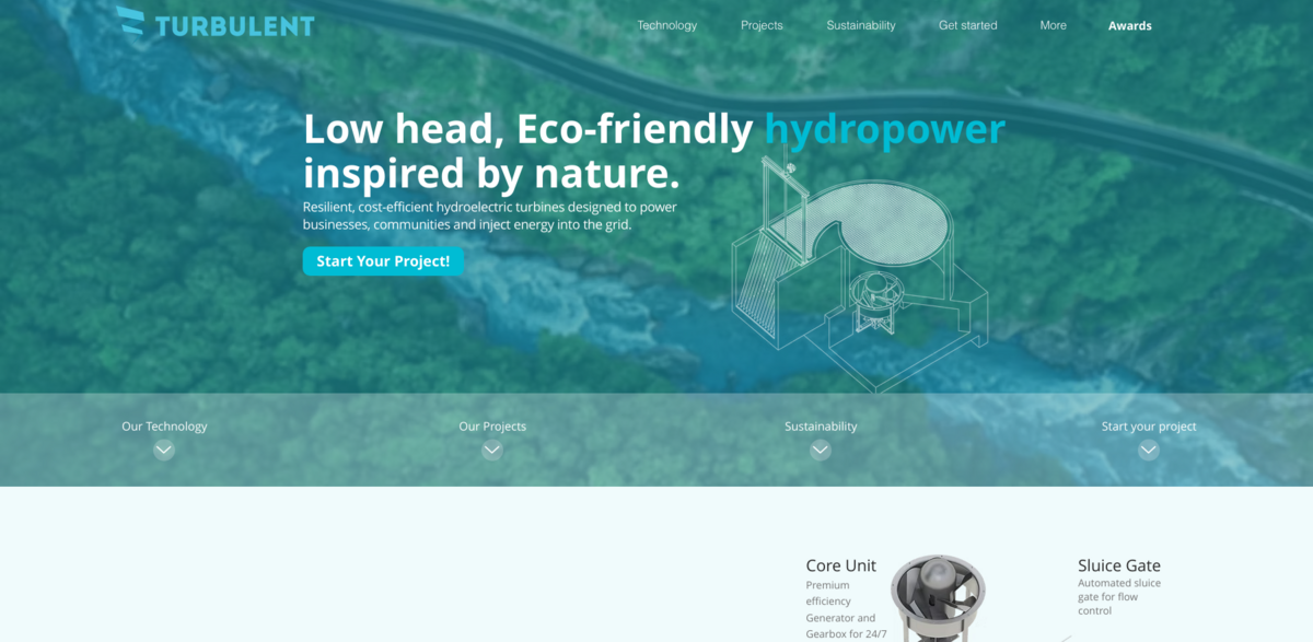 Turbulent hydroelectric turbines