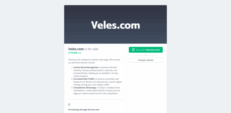 VELES.COM: Premium Domain for a Strong Online Presence