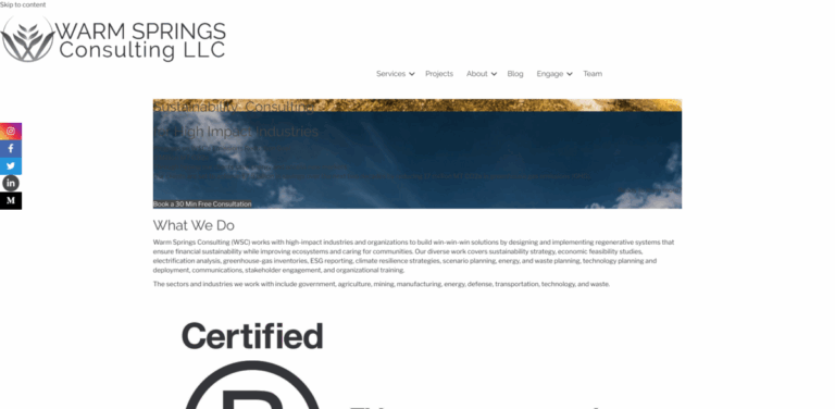 Warm Springs Consulting: Comprehensive Sustainability Solutions for High Impact Industries