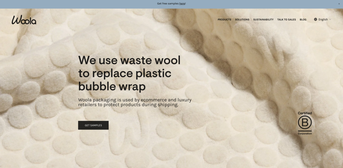 Woola sustainable packaging